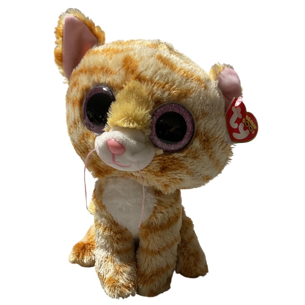 TY Large Plush Beanie Boos TABITHA Tabby Kitty Cat Medium 9" Stuffed Animal Toy